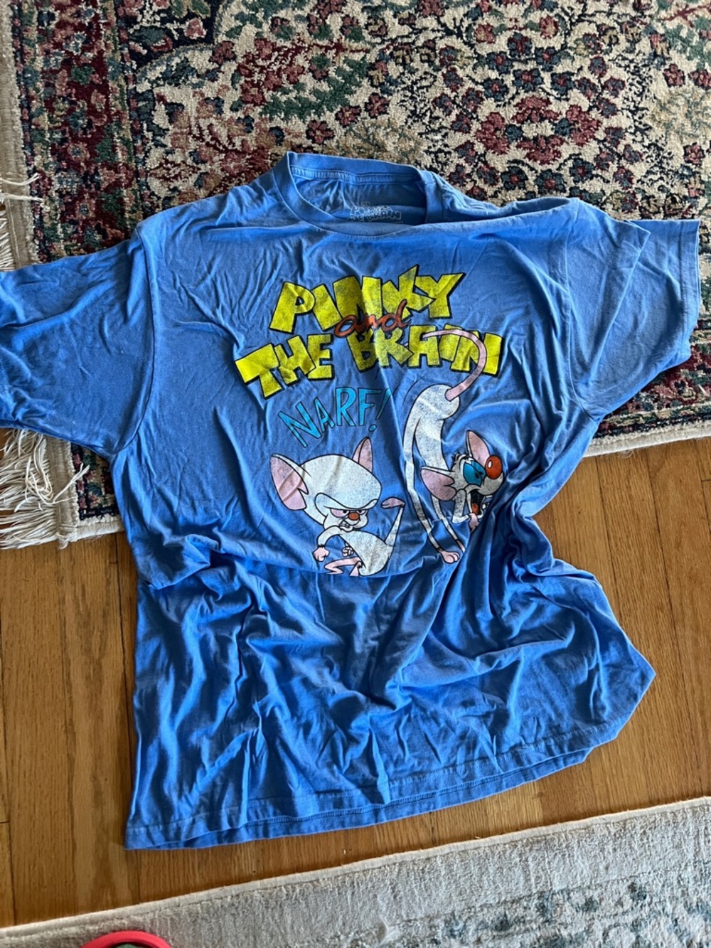 Pinky Blue Tee with Yellow and Red Graphic